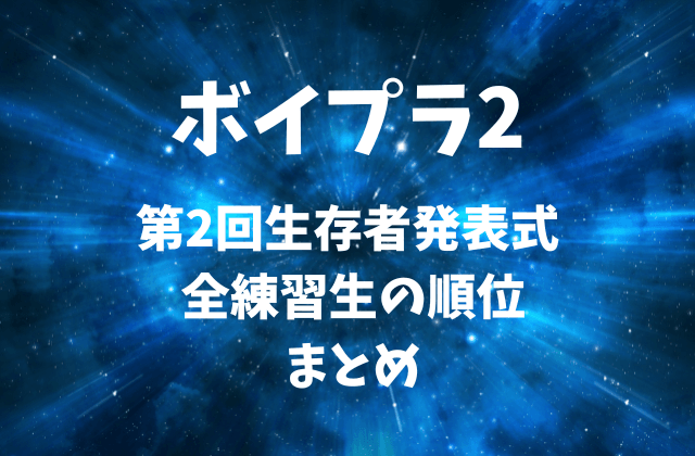 【ボイプラ2】生存者発表式 第2回・全練習生の順位まとめ