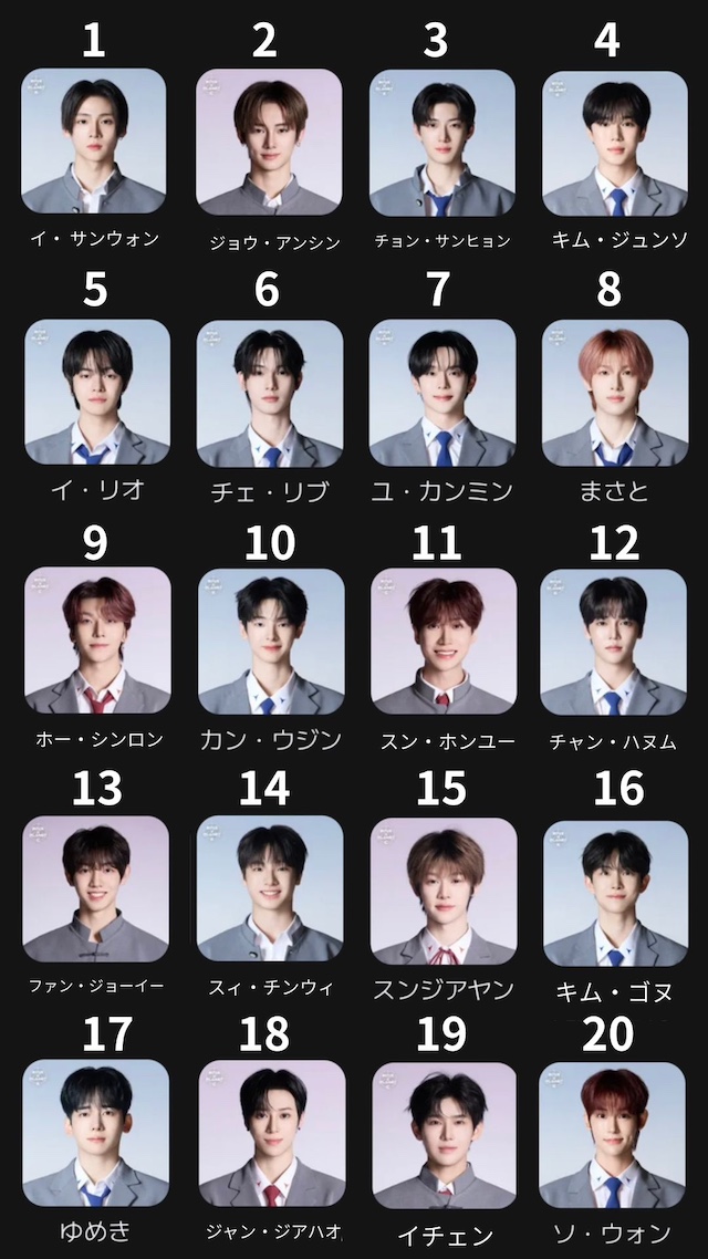 ボイプラ2生存者発表式 第1回・全練習生の順位まとめ