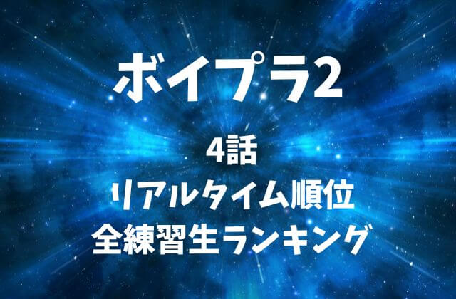 【ボイプラ2】4話のリアルタイム順位・全練習生ランキングまとめ
