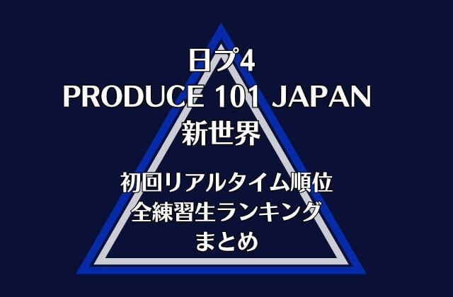 【日プ4新世界】初回リアルタイム順位・全練習生ランキングまとめ